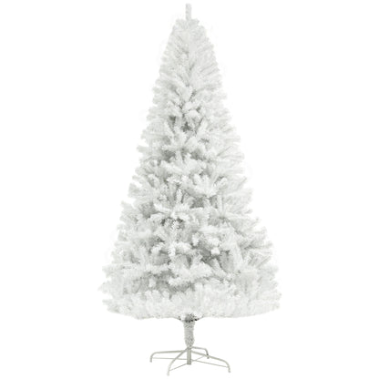 HOMCOM 6ft Tall Artificial Christmas Tree, Unlit Xmas Tree with 1000 Branch Tips, Auto Open, Steel Base, Holiday Décor for Home Office, White