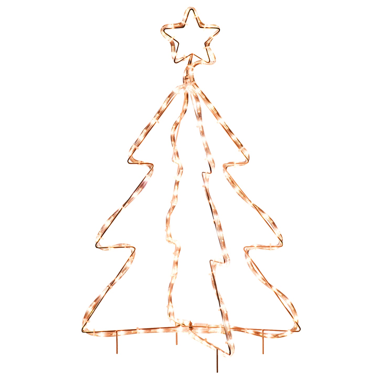 Outsunny 30' Outdoor LED Christmas Tree Rope Lights, LED Outdoor Christmas Decoration with Ground Stakes, Warm White
