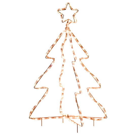 Outsunny 30' Outdoor LED Christmas Tree Rope Lights, LED Outdoor Christmas Decoration with Ground Stakes, Warm White