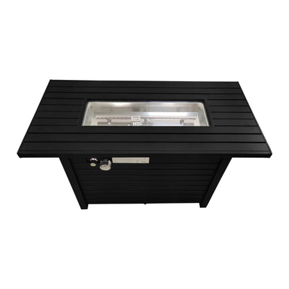 Modern Steel Outdoor Fire Pit Table with Lid in Black, 25' H x 42' W