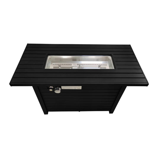 Modern Steel Outdoor Fire Pit Table with Lid in Black, 25' H x 42' W