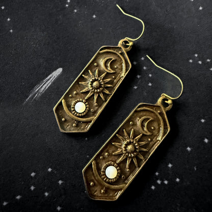 Mystic Monolith Birthstone Dangle Earrings