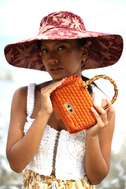 The Airmail Mini Crochet Handbag in Orange