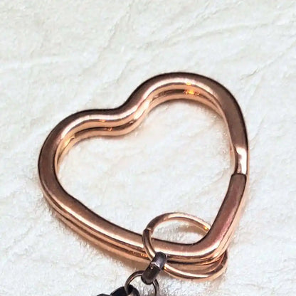 Handmade Caregiver Crystal Copper Ribbon Heart Key Chain