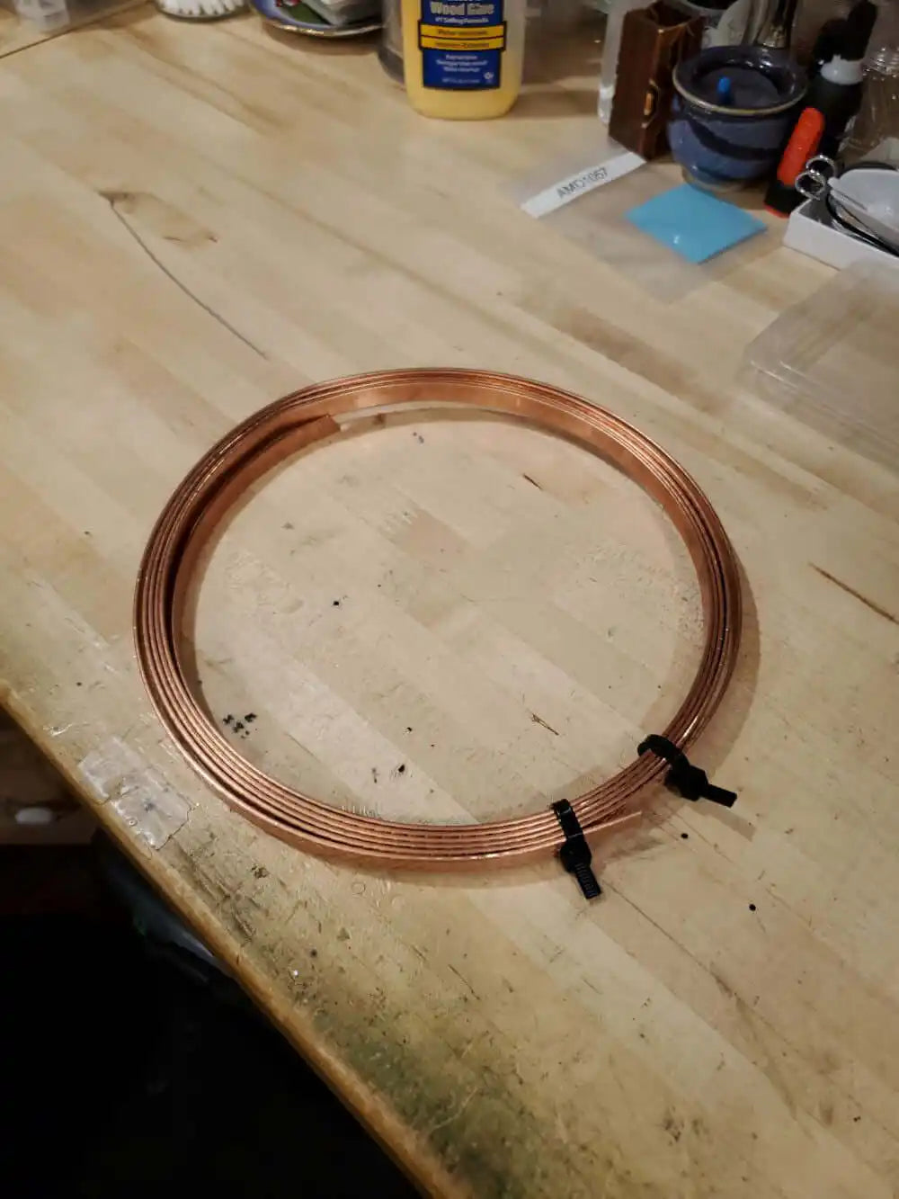 His and Her Copper Embossed Weave Cuffs 16 Gauge