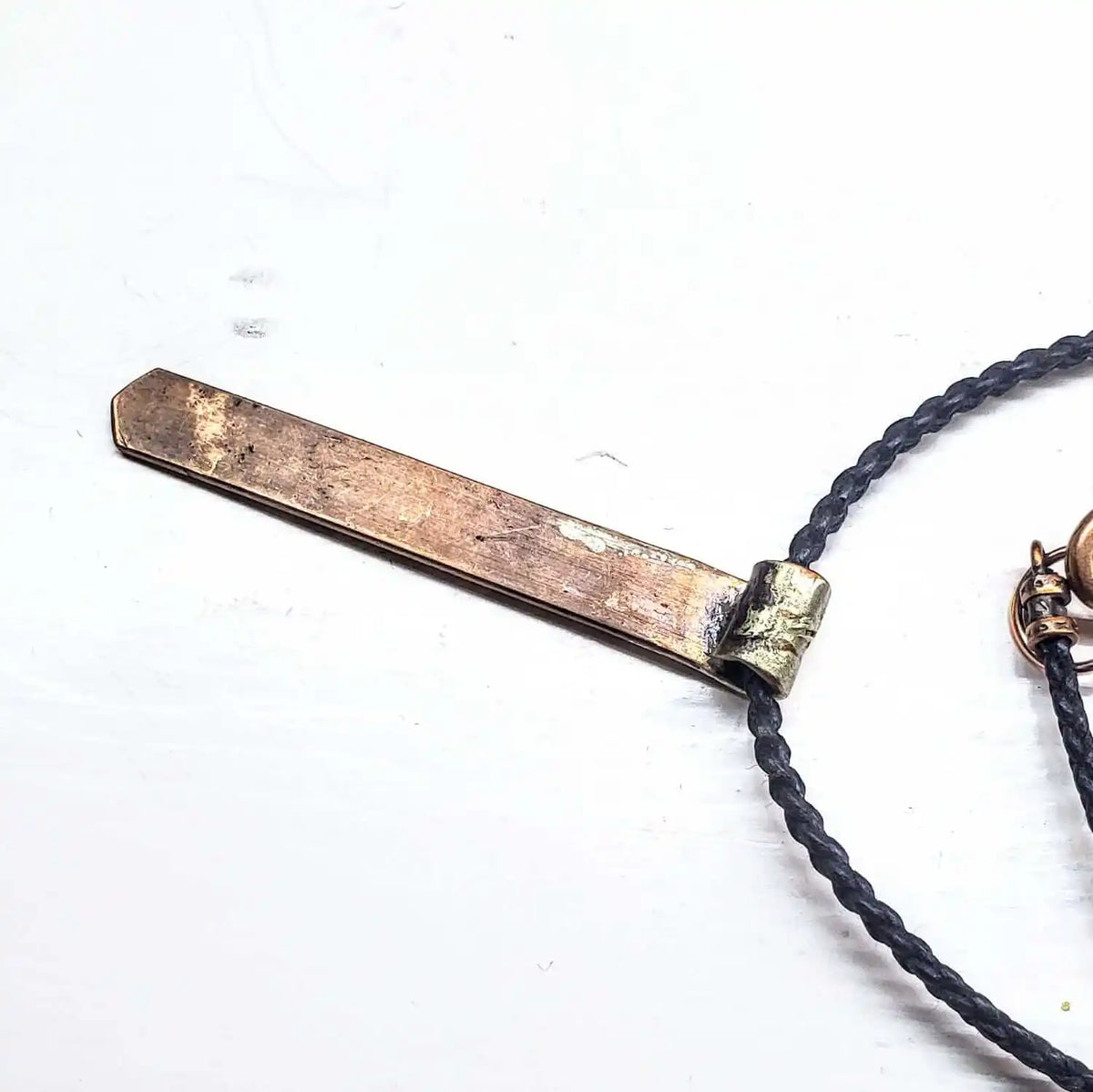 Copper Weave Embossed Necktie Necklace