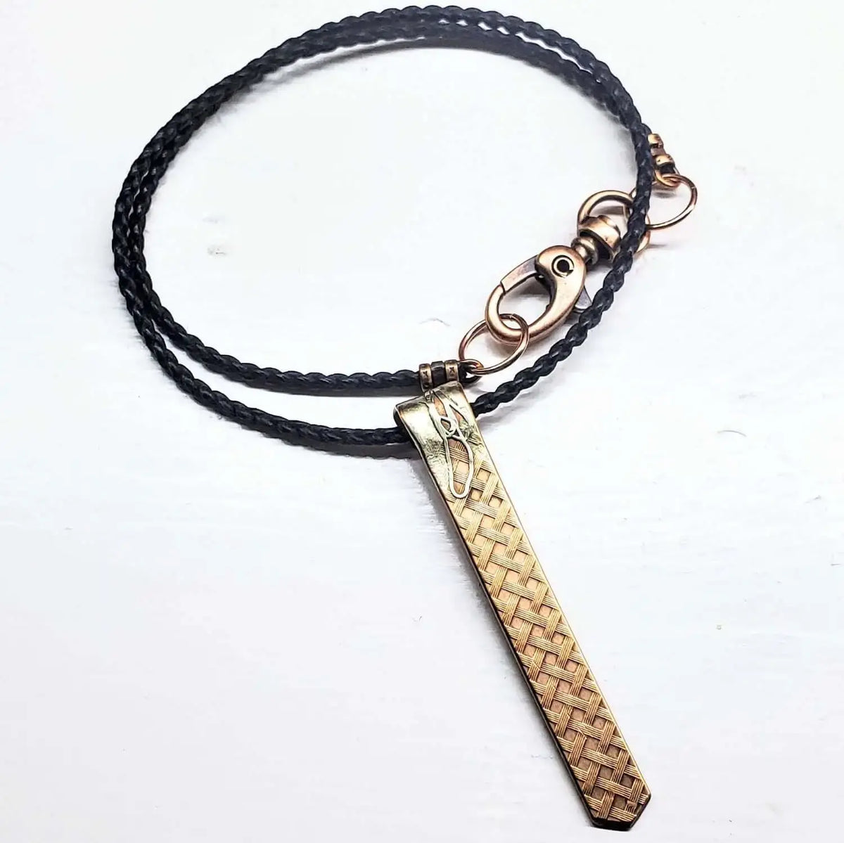 Copper Weave Embossed Necktie Necklace