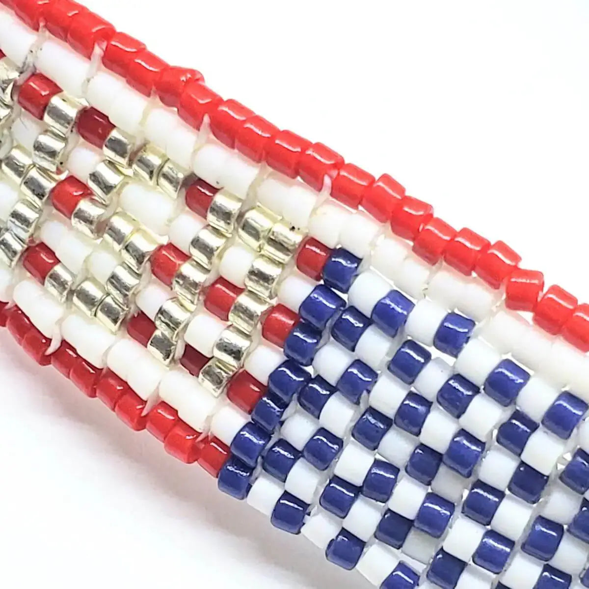 USA 250th Anniversary Beaded Silver Letter Bracelet