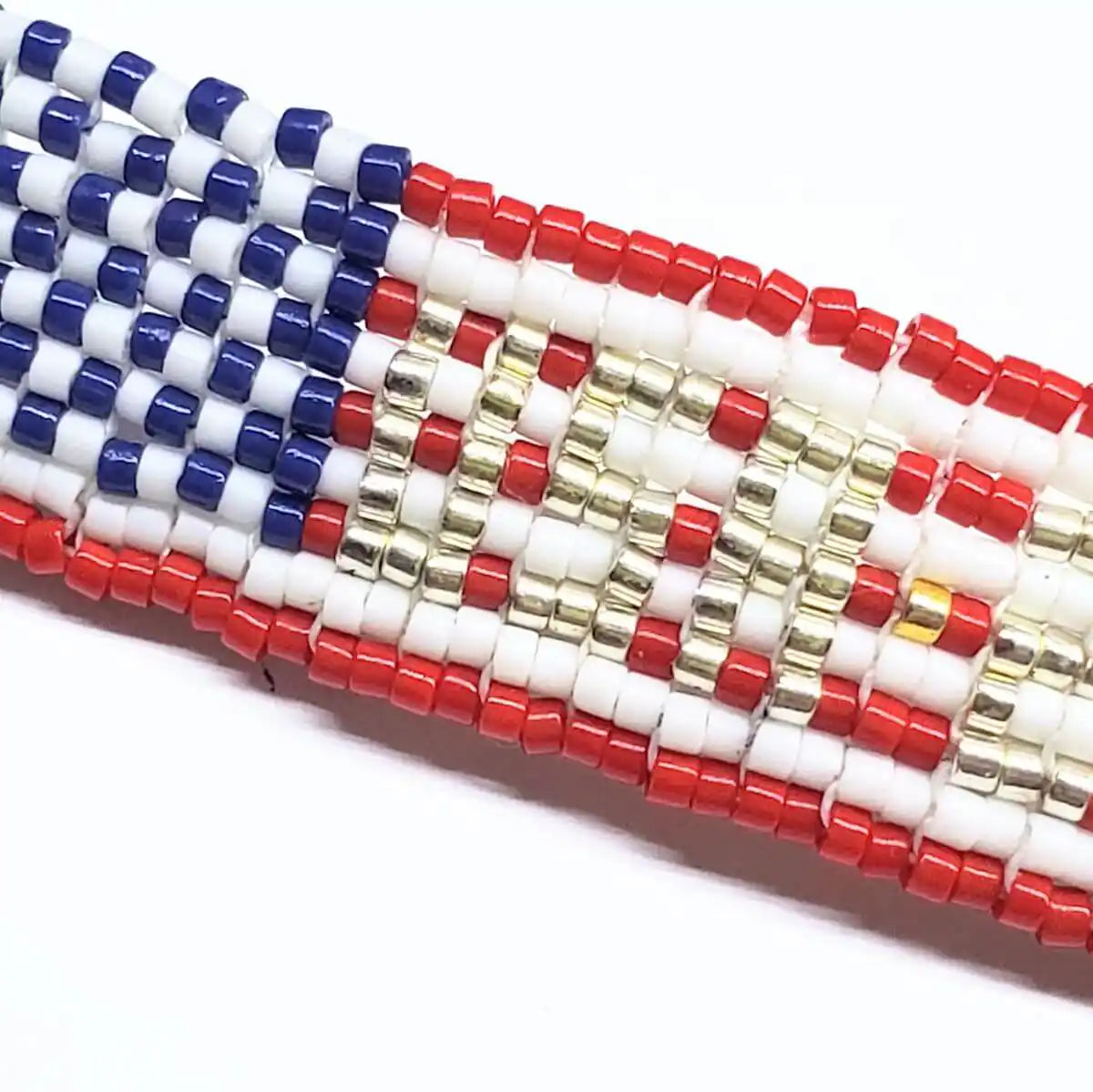 USA 250th Anniversary Beaded Silver Letter Bracelet