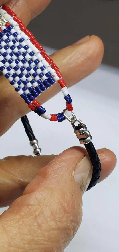 USA 250th Anniversary Beaded Silver Letter Bracelet