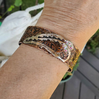 Mixed Metal Angel Wings Frame Cuff