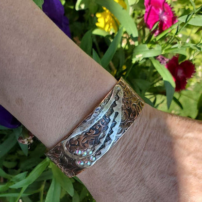 Mixed Metal Angel Wings Frame Cuff