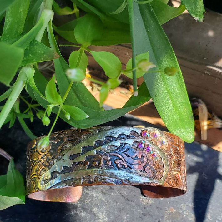 Mixed Metal Angel Wings Frame Cuff