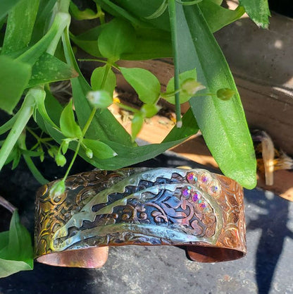 Mixed Metal Angel Wings Frame Cuff