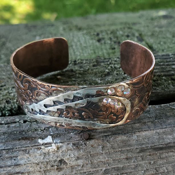 Mixed Metal Angel Wings Frame Cuff
