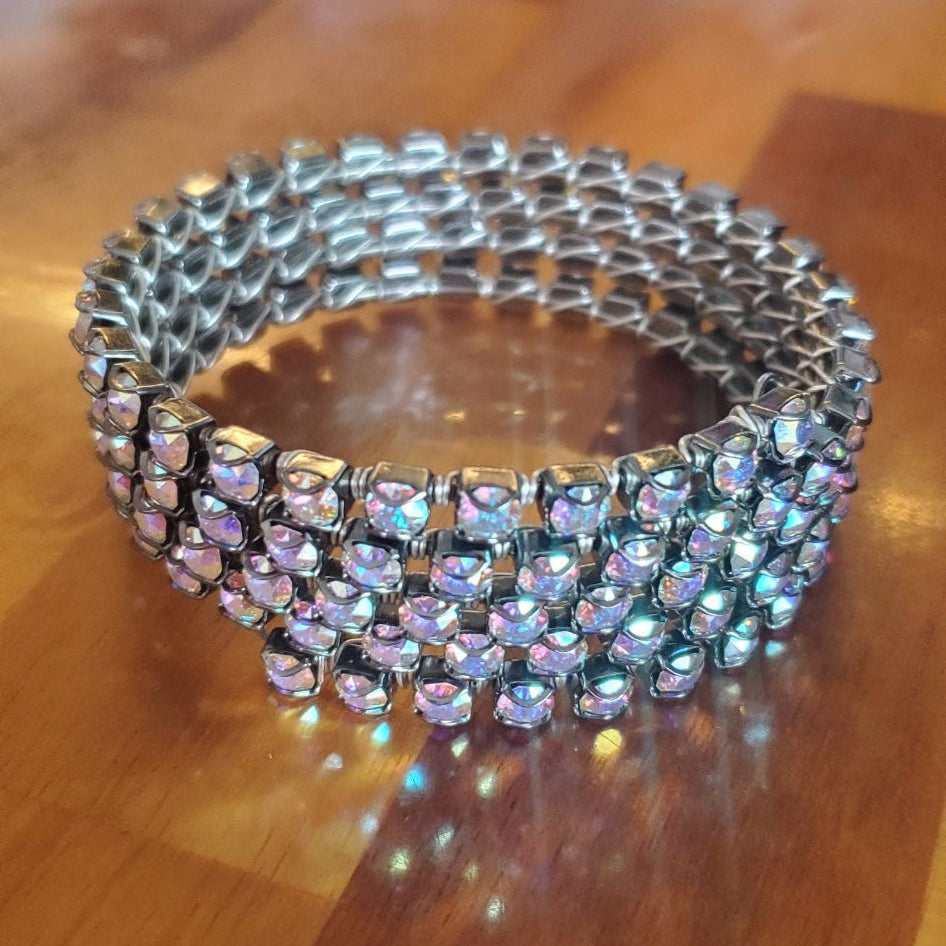 Swarovski Crystal Sterling Silver Wire Wrap Flex Cuff