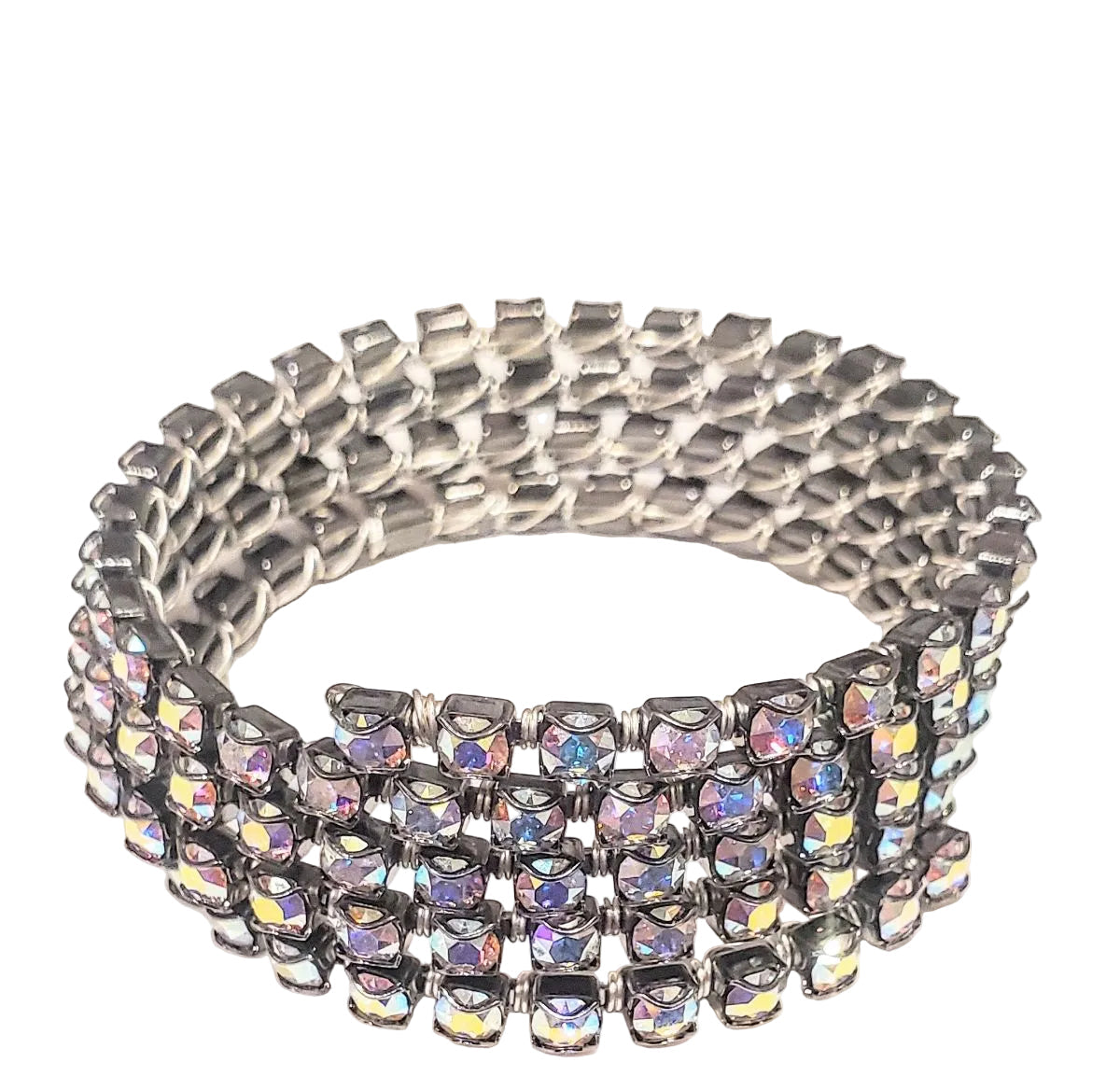 Swarovski Crystal Sterling Silver Wire Wrap Flex Cuff