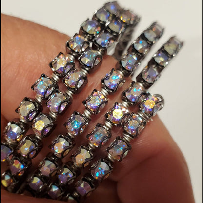 Swarovski Crystal Sterling Silver Wire Wrap Flex Cuff