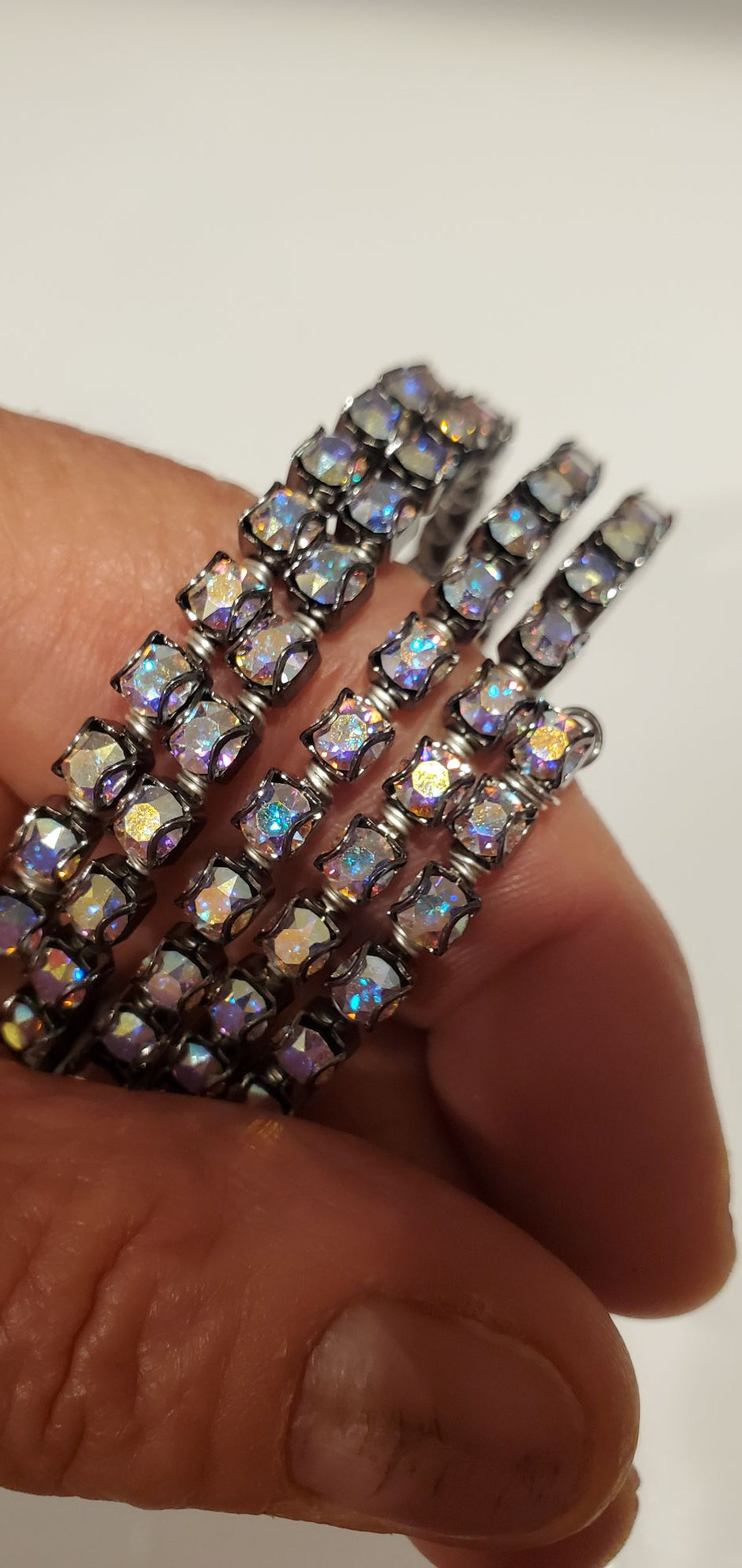 Swarovski Crystal Sterling Silver Wire Wrap Flex Cuff