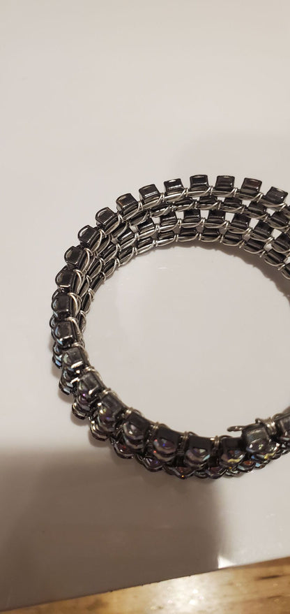 Swarovski Crystal Sterling Silver Wire Wrap Flex Cuff