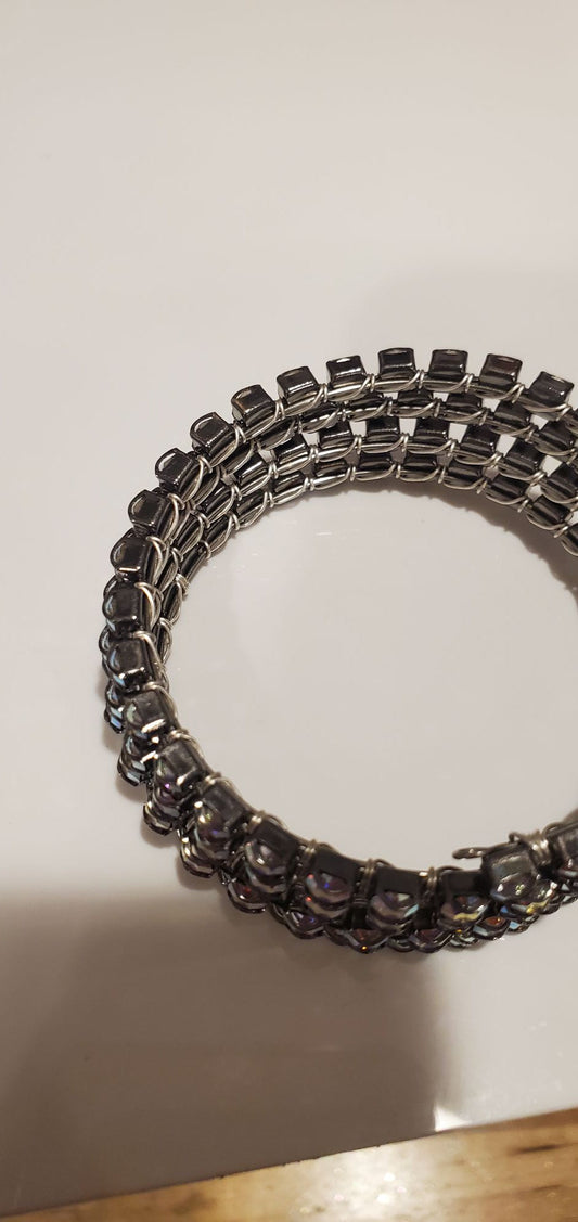 Swarovski Crystal Sterling Silver Wire Wrap Flex Cuff