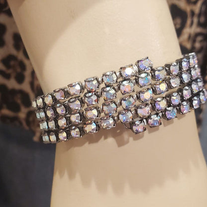 Swarovski Crystal Sterling Silver Wire Wrap Flex Cuff