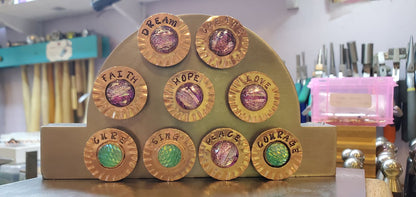 Handmade Stamped Artisan Copper Flower Refrigerator Magnets