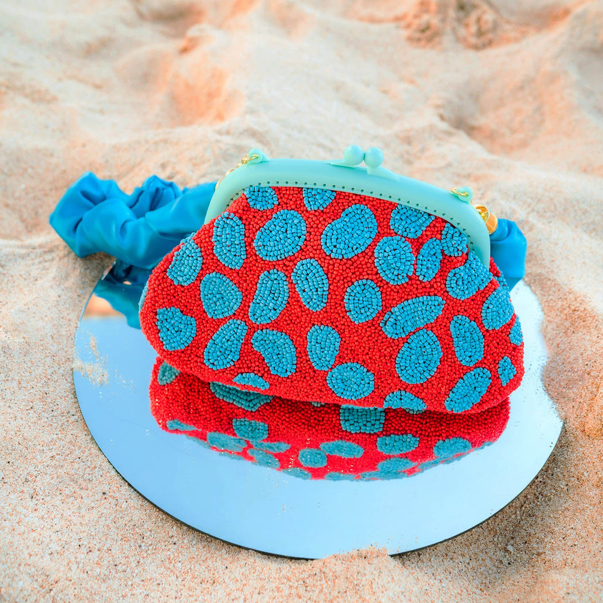 The Arnoldi Ariela Bag in Red & Turquoise Blue