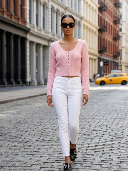 ASTOR Women's Pearl Button Cardigan Prêt-À-Porter BYMANYC ® New York