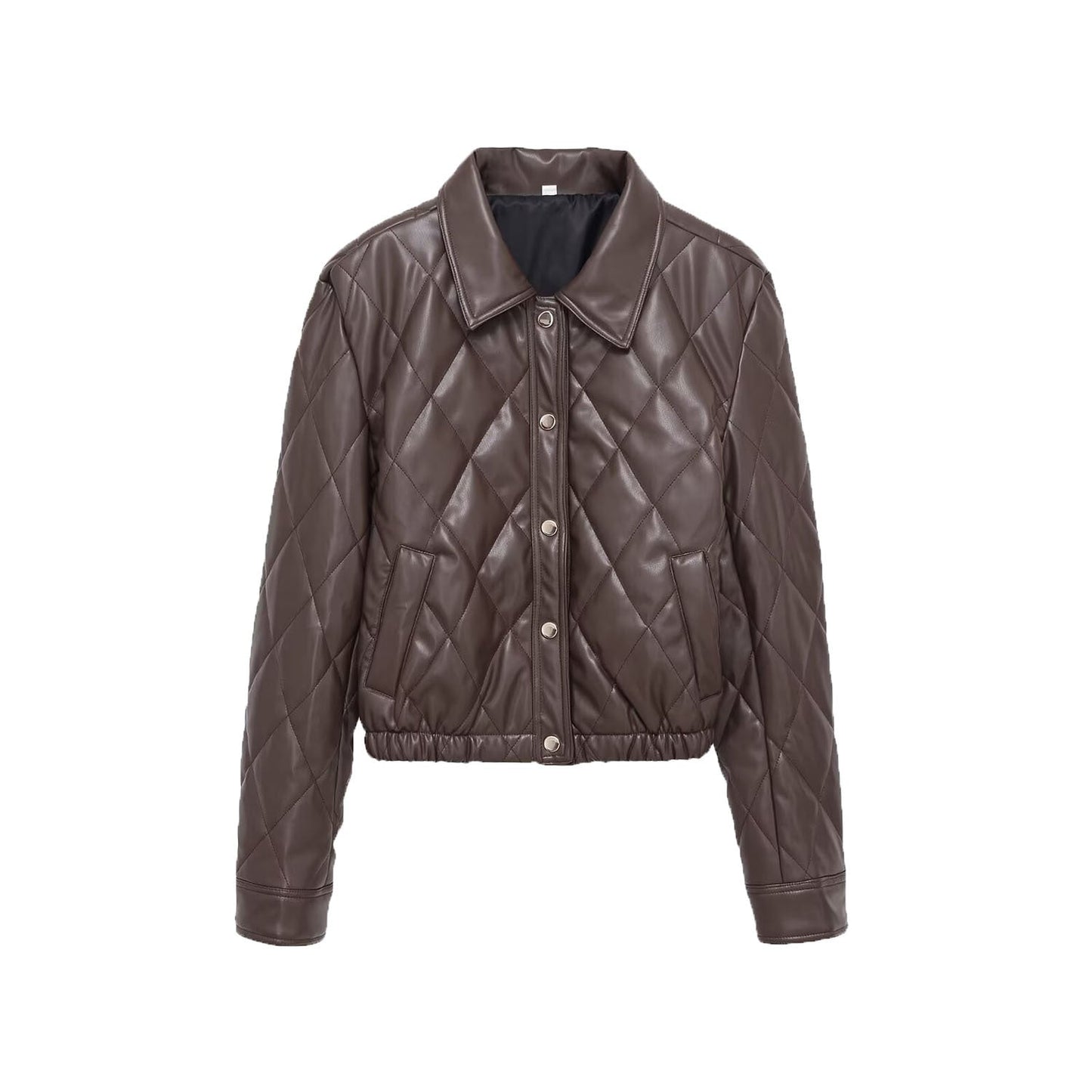 Women's Jacket Quilted Faux Leather BYMANYC ® New York SOHO BROWN LEATHER BOMBER - New Collection
