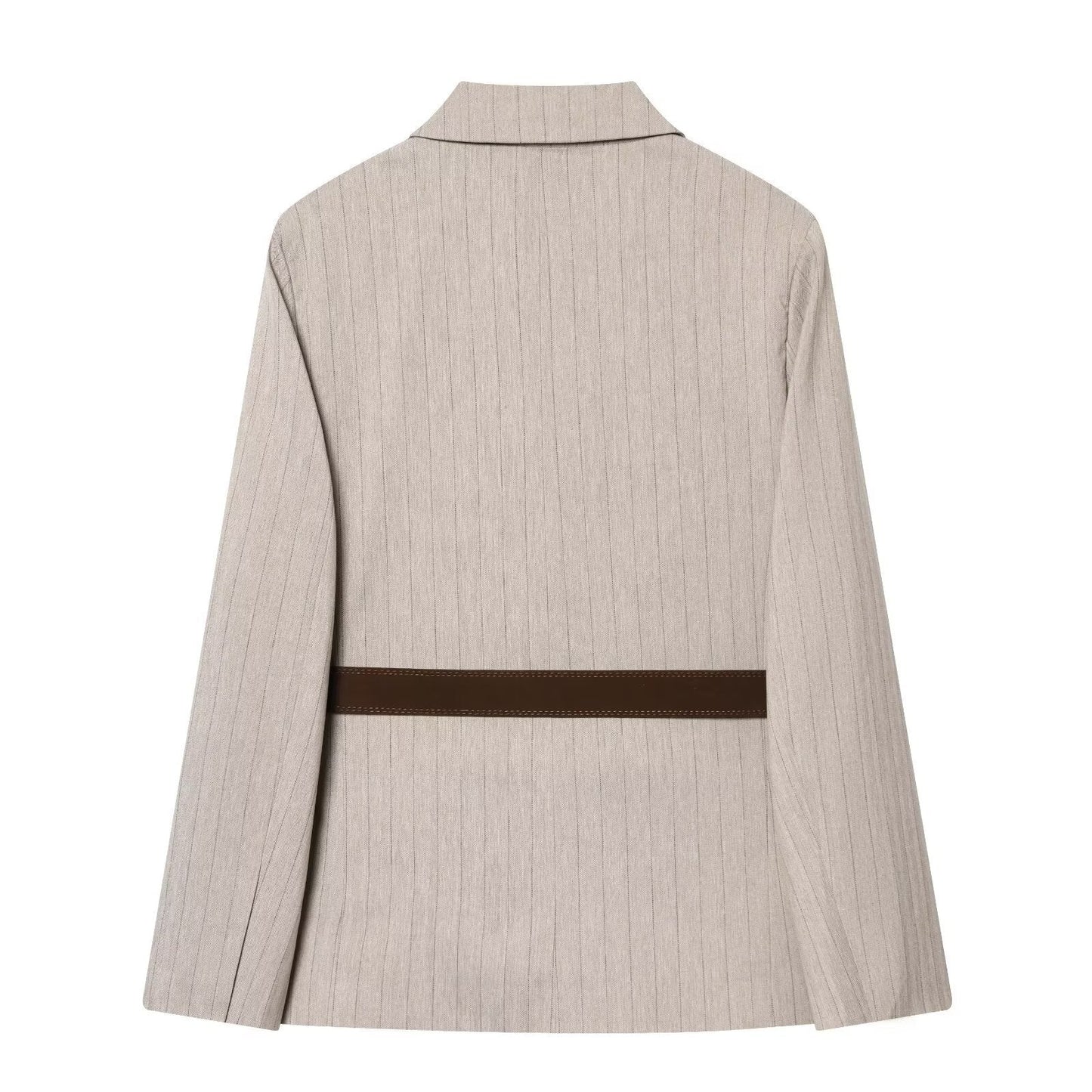 Women's Jacket Beige Pinstripe Belted Blazer BYMANYC ® New York WALL STREET BELTED BEIGE BLAZER - New Collection