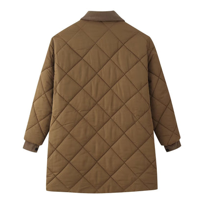Women's Diamond Quilted Corduroy Collar Coat BYMANYC ® New York CONTEMPORARY VIBRANT MODERN FASHION - New Collection