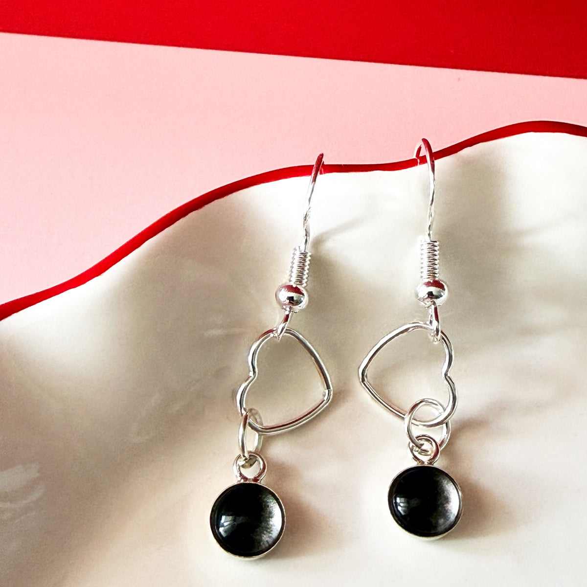My Moon Sterling Silver Heart Earrings
