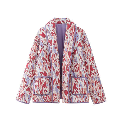 Women's Quilted Jacket Abstract Pastel Printed BYMANYC ® New York CONTEMPORARY ELEGANT CASUAL OUTERWEAR - New Collection