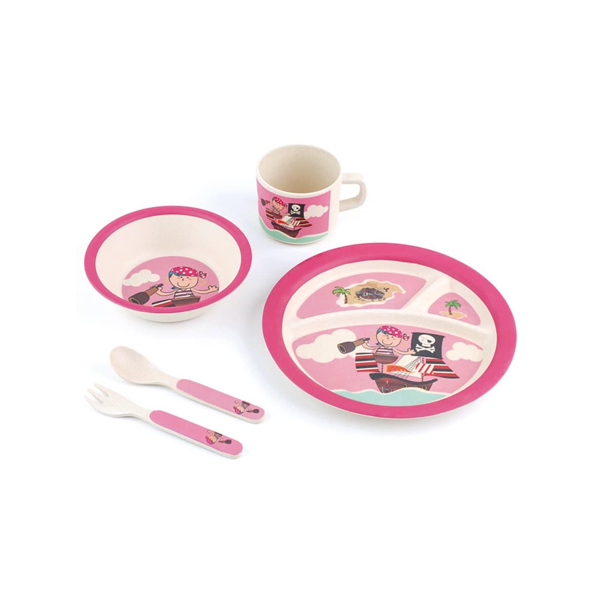 Pirate Pink -5pcs Kids Dinnerware Set