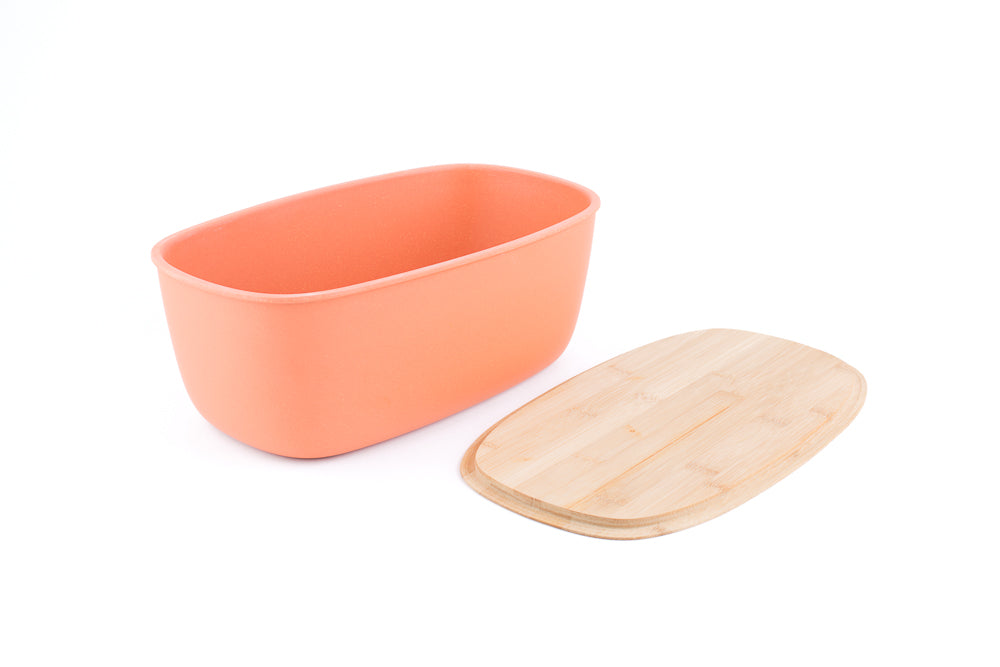 Bamboo Fiber Large Bread Bin With Reversible Lid -Peach Bin