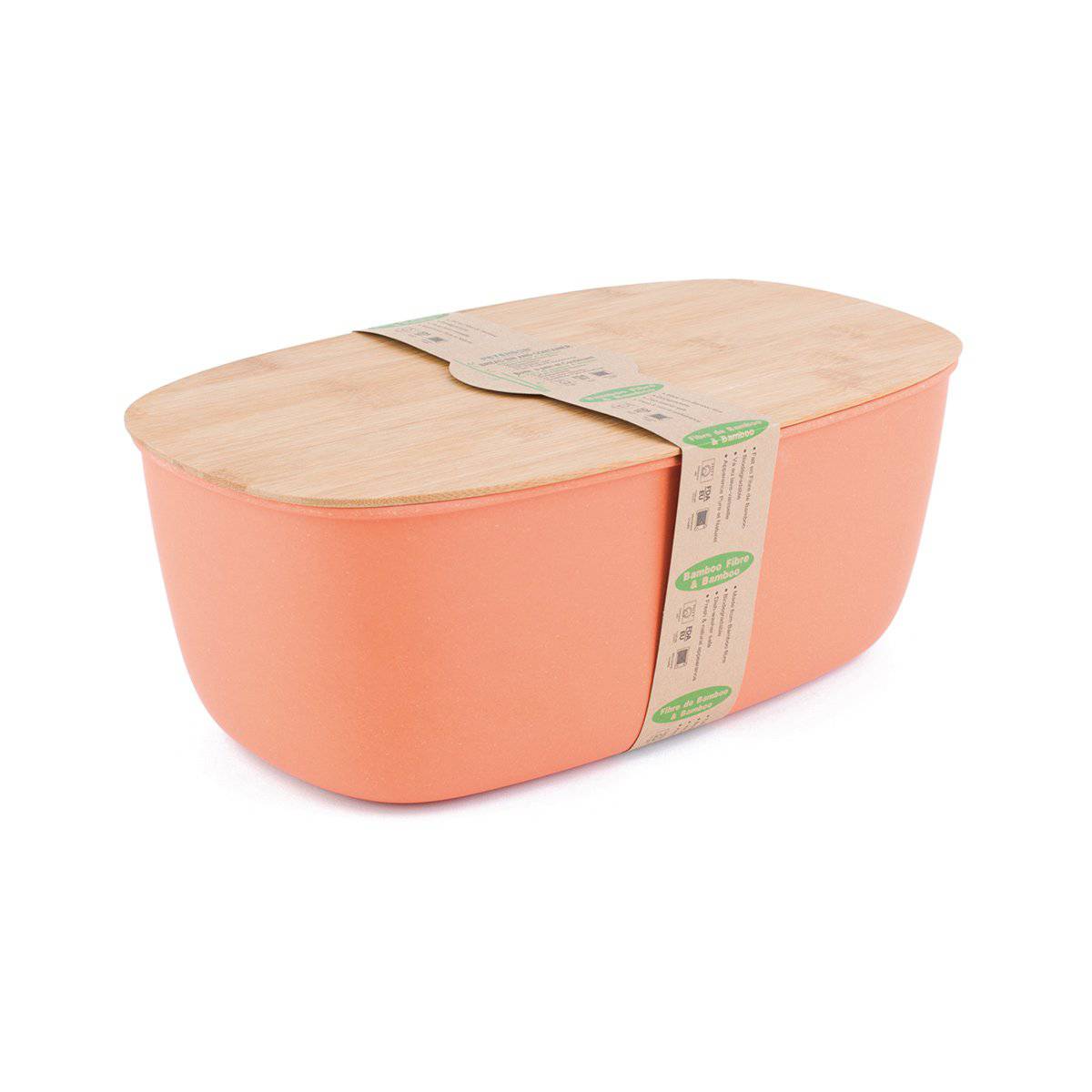 Bamboo Fiber Large Bread Bin With Reversible Lid -Peach Bin