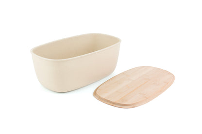 Bamboo Fiber Large Bread Bin With Reversible Lid -White Bin
