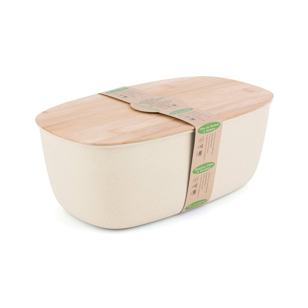 Bamboo Fiber Large Bread Bin With Reversible Lid -White Bin