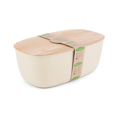Bamboo Fiber Large Bread Bin With Reversible Lid -White Bin