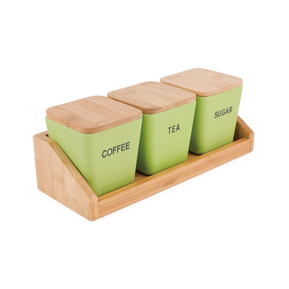 3-Piece Bamboo Fiber Storage Containers Set With Bamboo Lids