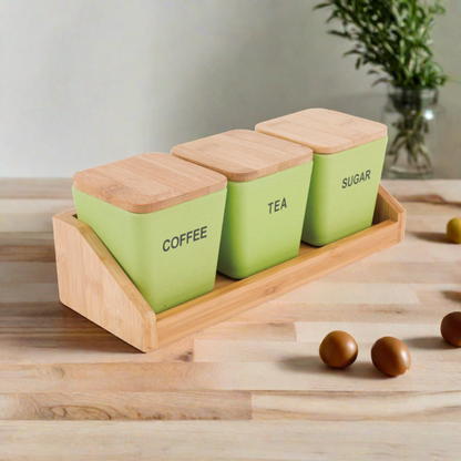 3-Piece Bamboo Fiber Storage Containers Set With Bamboo Lids