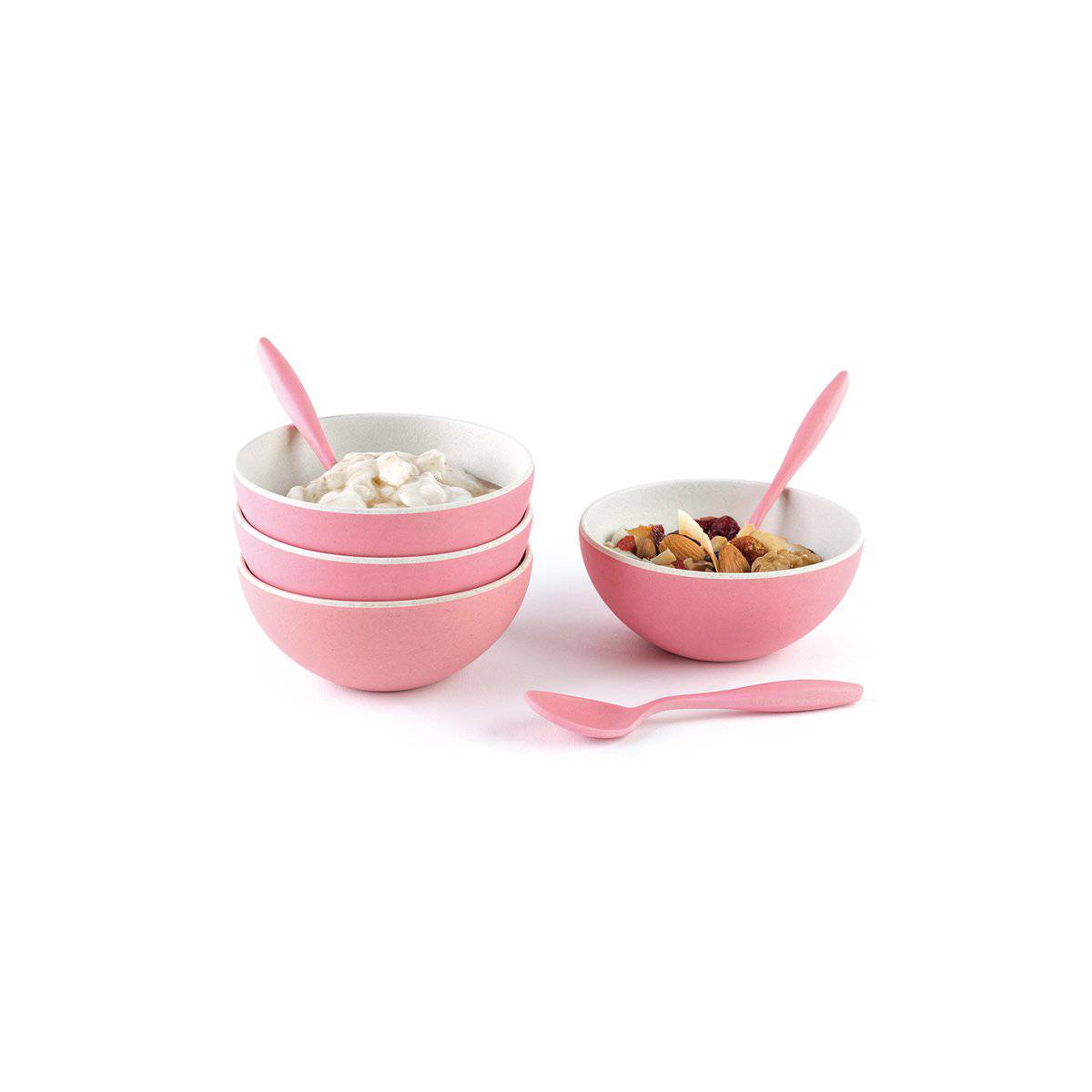 4 Small Bowls With Spoon Set-Green