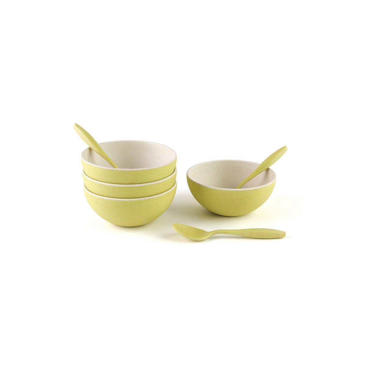 4 Small Bowls With Spoon Set-Green
