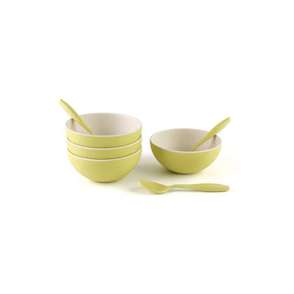 4 Small Bowls With Spoon Set-Green