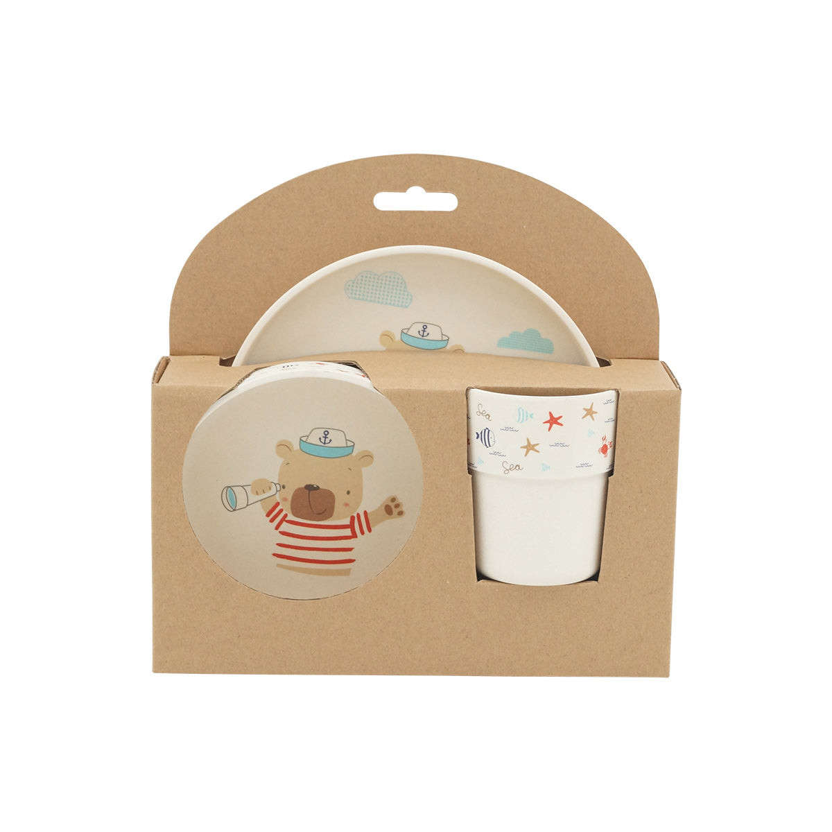 Bear Sailor Cartoon Bamboo Fiber 3pcs Kids Dinner Set
