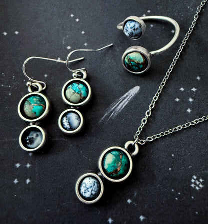 Earth and Moon Jewelry Set With Natural Stones