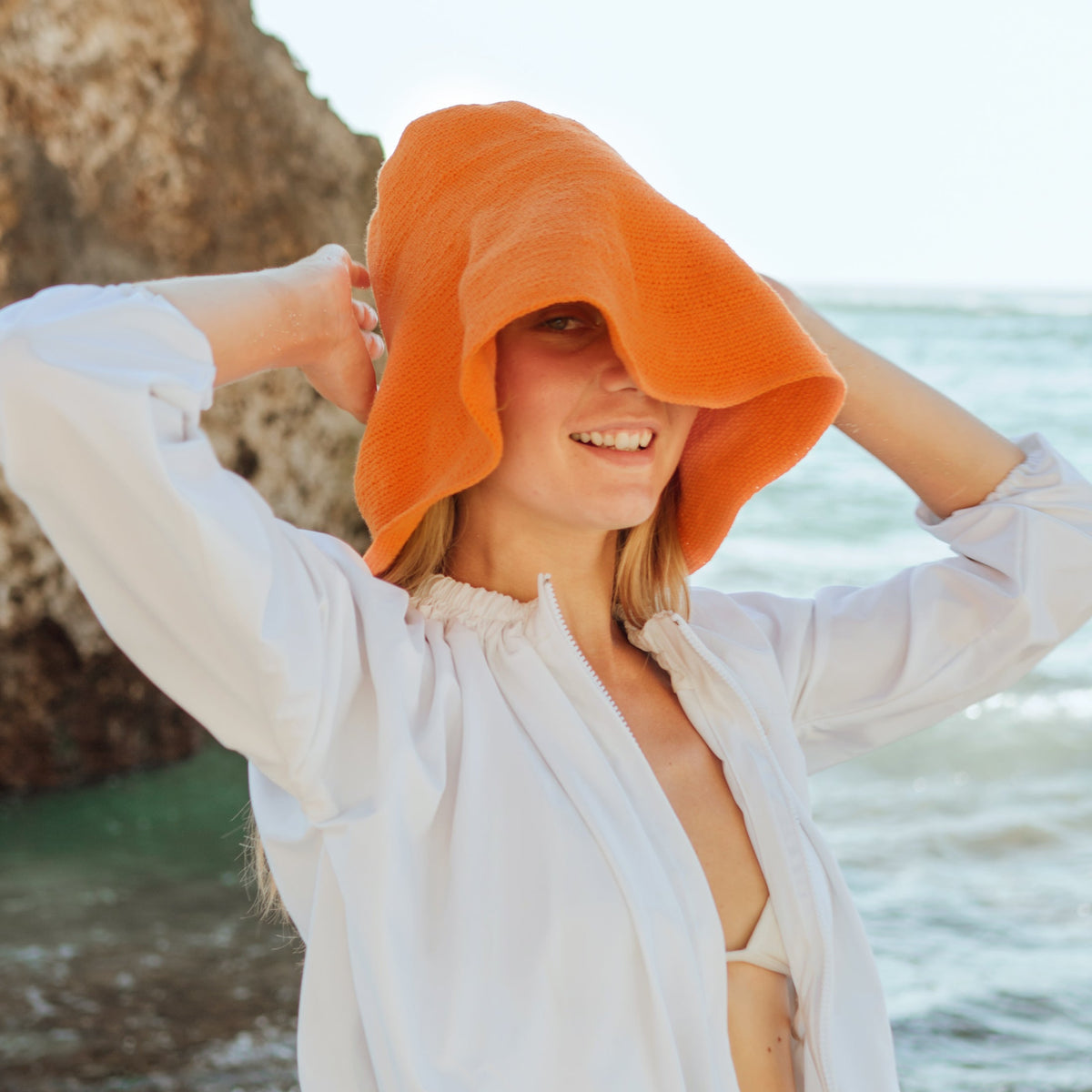 BLOOM Crochet Sun Hat in Tangerine Orange