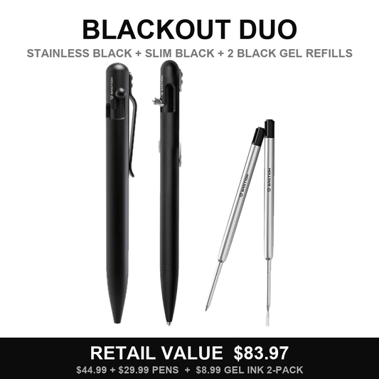 Blackout Duo - Stainless Black + Slim Black + Black Gel Ink Refill 2-Pack