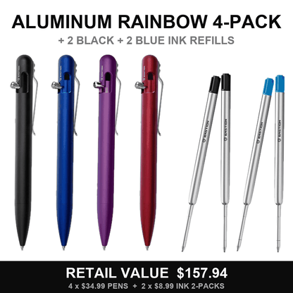 Aluminum Rainbow 4-Pack + Black Oil Ink Refill 6-Pack